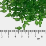 Green Frosted Leaf Transparent Acrylic Beads with Hole - 10 grams - Image 3