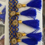Pallu Lace for Saree Border Blue Color with Tassels 125cm (Pack of 1)