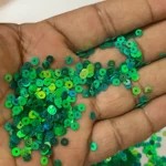 Round Shape Sewing Shiny or Rainbow Sequins Green Iridescent Color 4MM (10grams) - Image 2