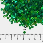 Round Shape Sewing Shiny or Rainbow Sequins Green Iridescent Color 4MM (10grams) - Image 3